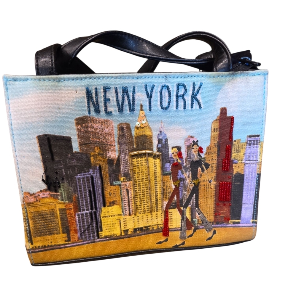 Blue and Yellow New York City Skyline Shoulder Bag